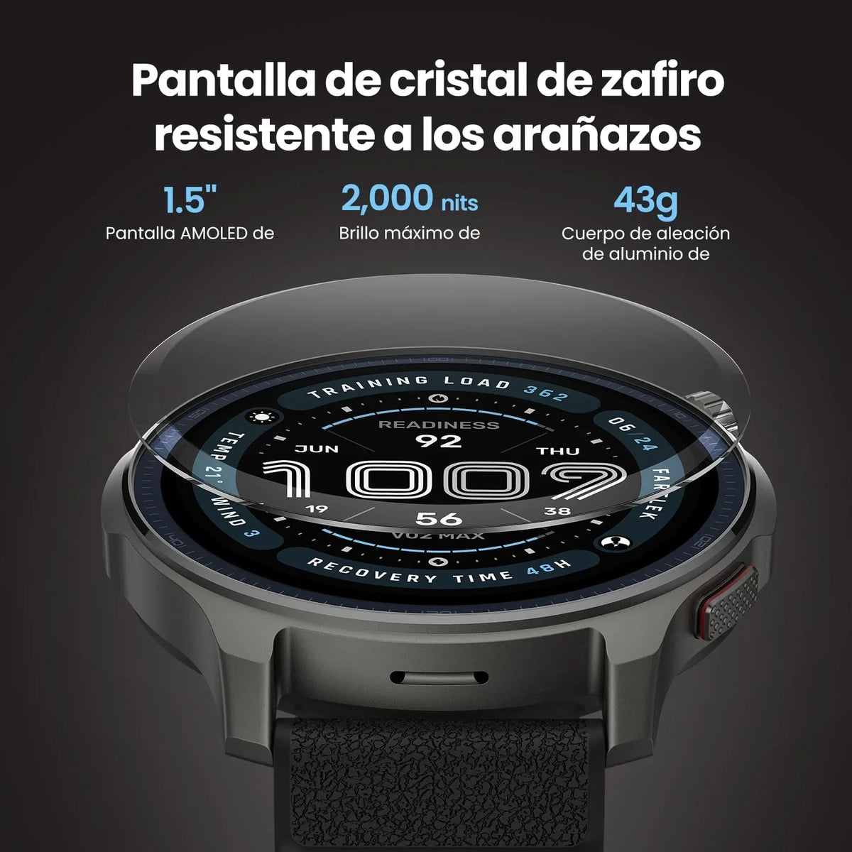 Amazfit Balance 2 Smartwatch Męski 47 mm, Wyświetlacz AMOLED 1,5" ze Szkła Szafirowego, Smartwatch z NFC, GPS, Bateria 21 Dni, Ponad 170 Trybów Sportowych, Hyrox, Golf, dla Androida i iPhone'a