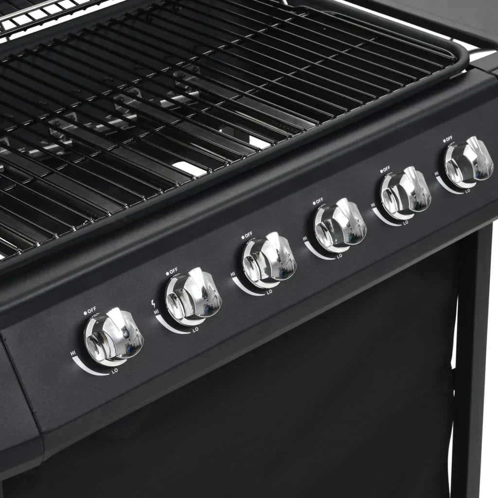 2026 Czarny przenośny grill gazowy z 6 palnikami ze stali V3794