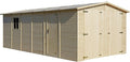 Garaż drewniany naturalny - szopa z drewna sosnowego/świerkowego - A222x616x324 cm / 18 m² - Konstrukcja panelowa - Warsztat ogrodowy - Garaż samochodowy, szopa na narzędzia - TIMBELA M102