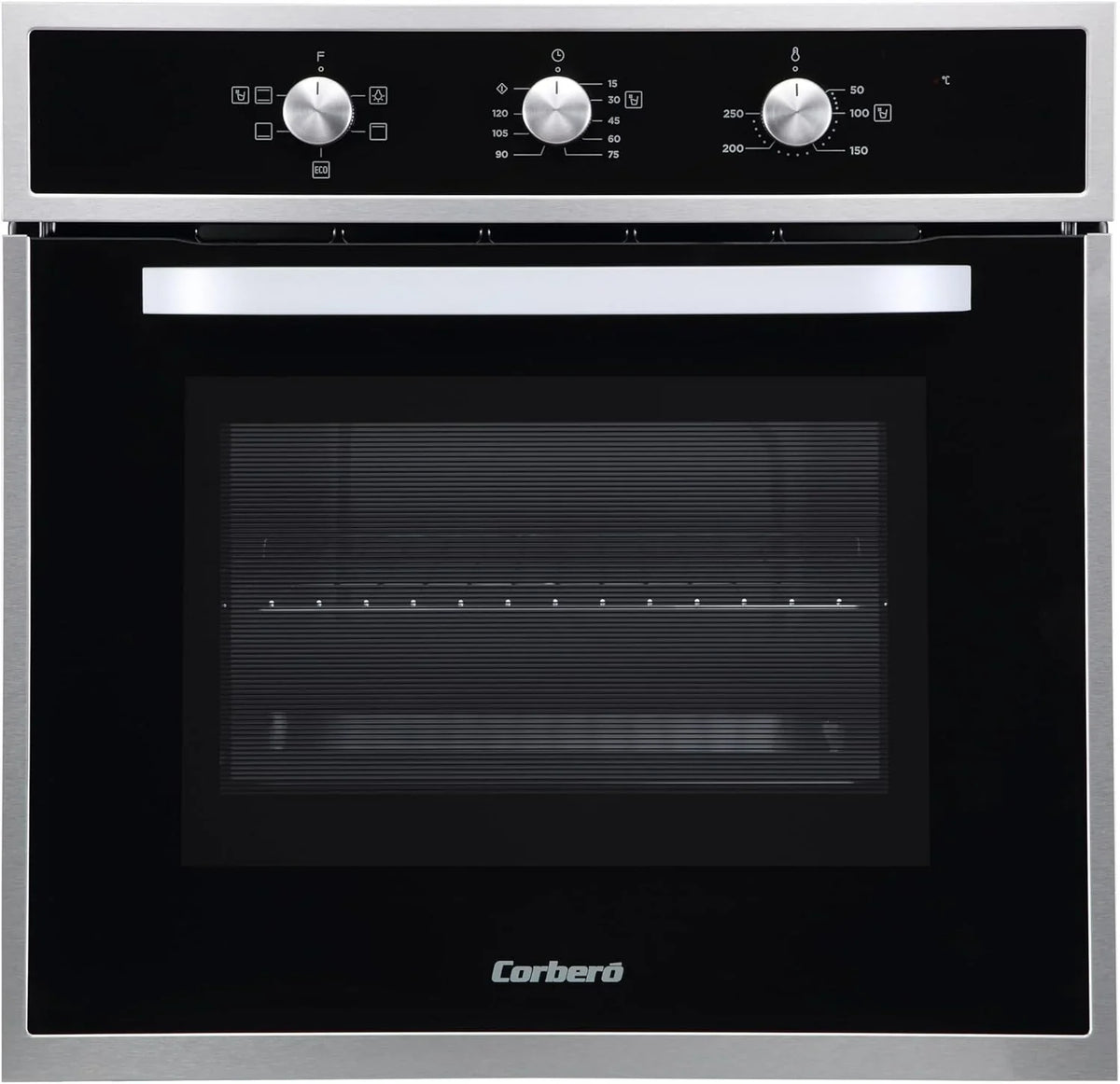 Corberó — Piekarnik konwekcyjny 70L | CCHM603X | 60x60x58 cm | Konwencjonalny z 4 Programami | Oświetlenie wewnętrzne | Czyszczenie hydrolityczne | Drzwi z podwójnego szkła | 2100W | Czarny profil ze stali nierdzewnej