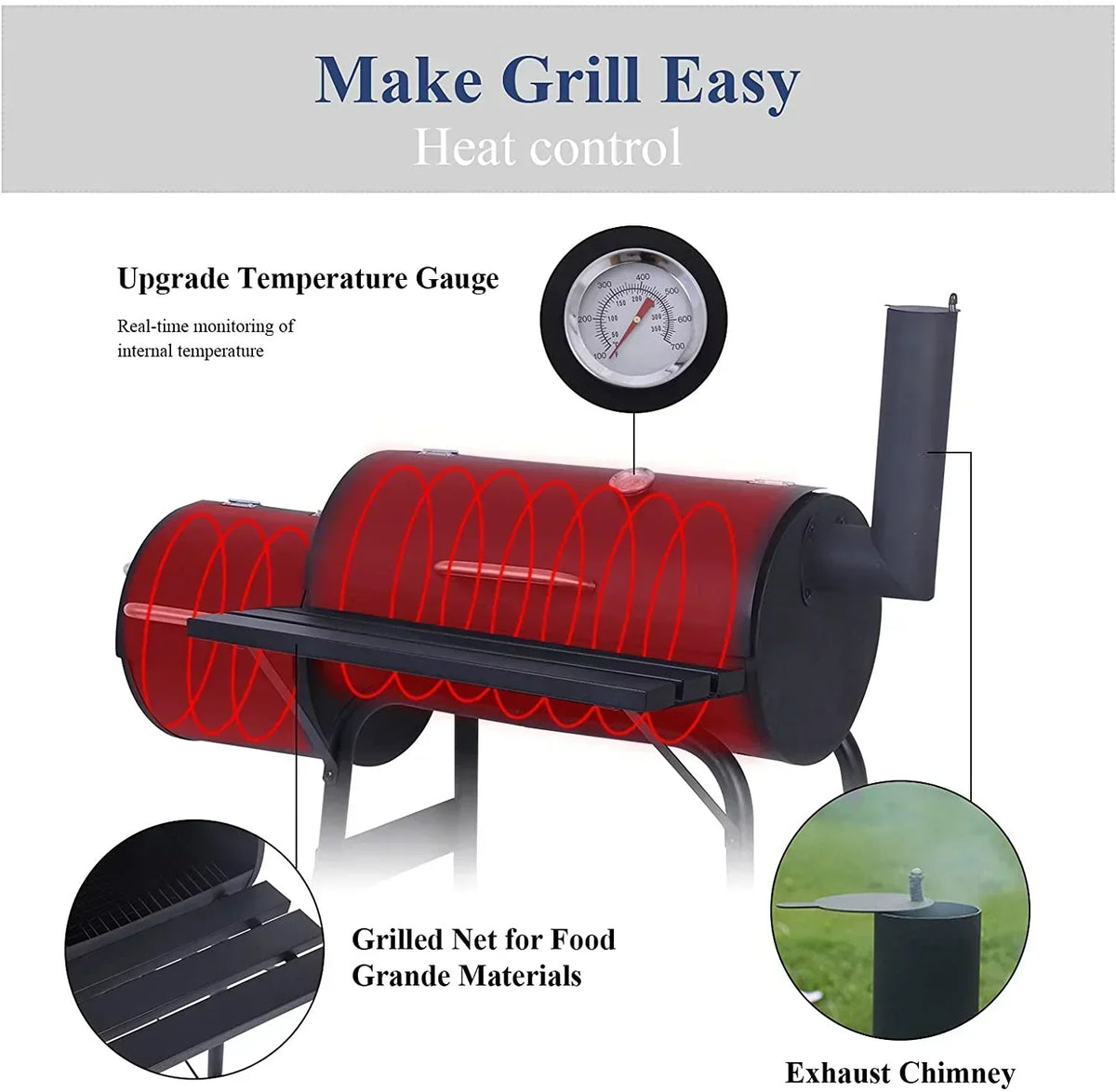 2026 Grill węglowy Vebreda do zastosowań zewnętrznych – Grill, wędzarnia i rożen do patio i ogrodu