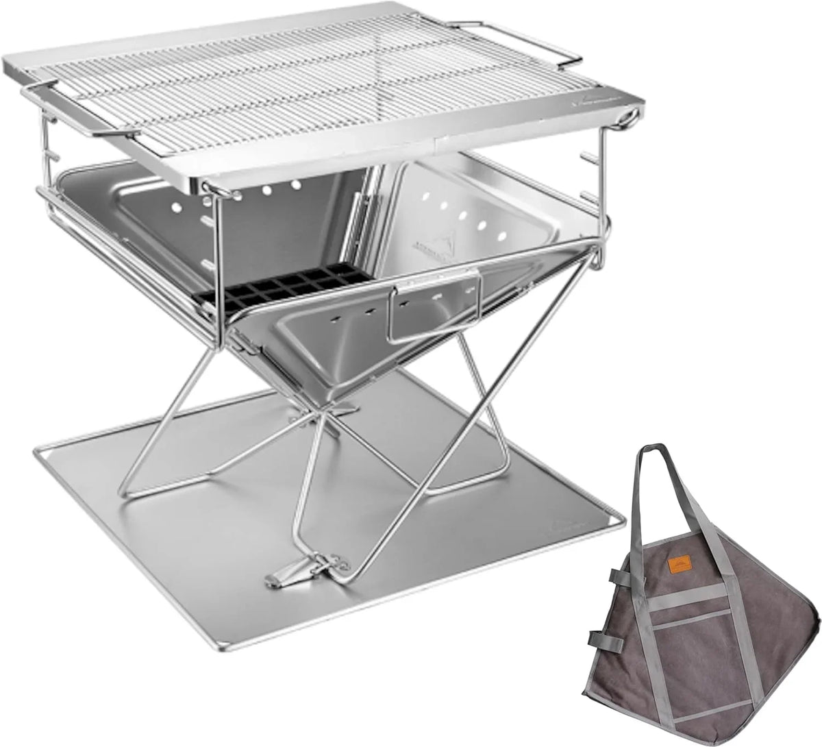 Campingmoon MT-045 składany grill i palenisko ze stali nierdzewnej - duży