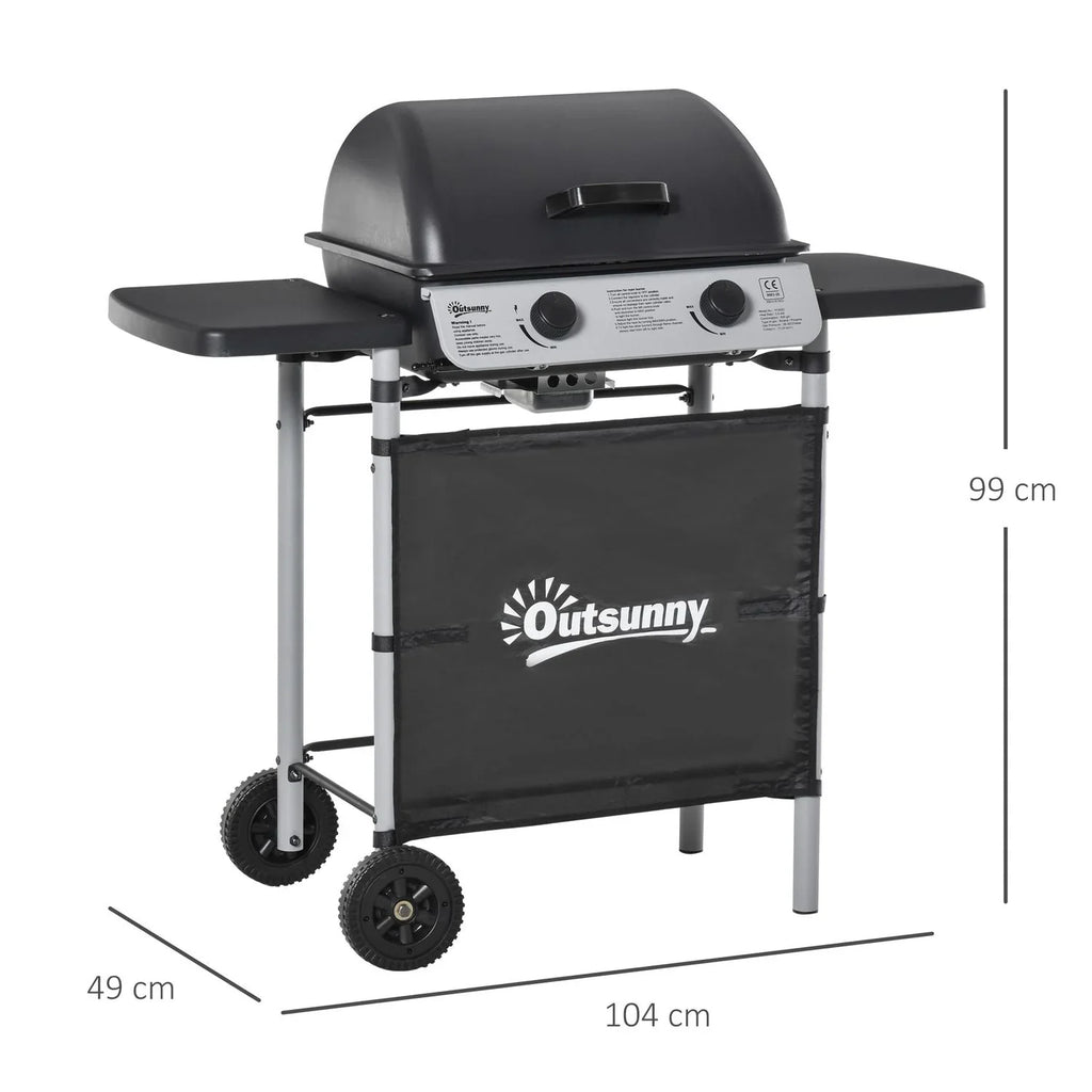 Grill Gazowy Outsunny Stal PP, 104x49x99 cm, Czarny