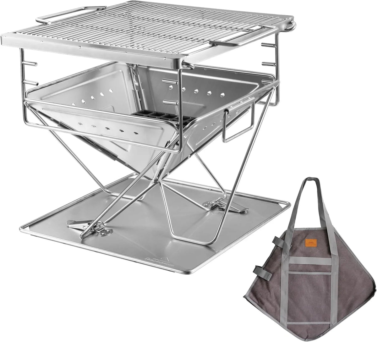 Campingmoon MT-045 składany grill i palenisko ze stali nierdzewnej - duży