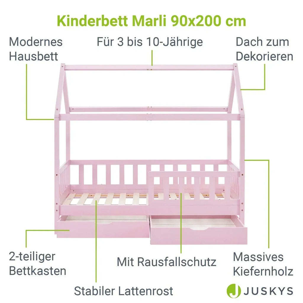2026 Łóżko dziecięce Marli 90 x 200 cm z szufladami do przechowywania