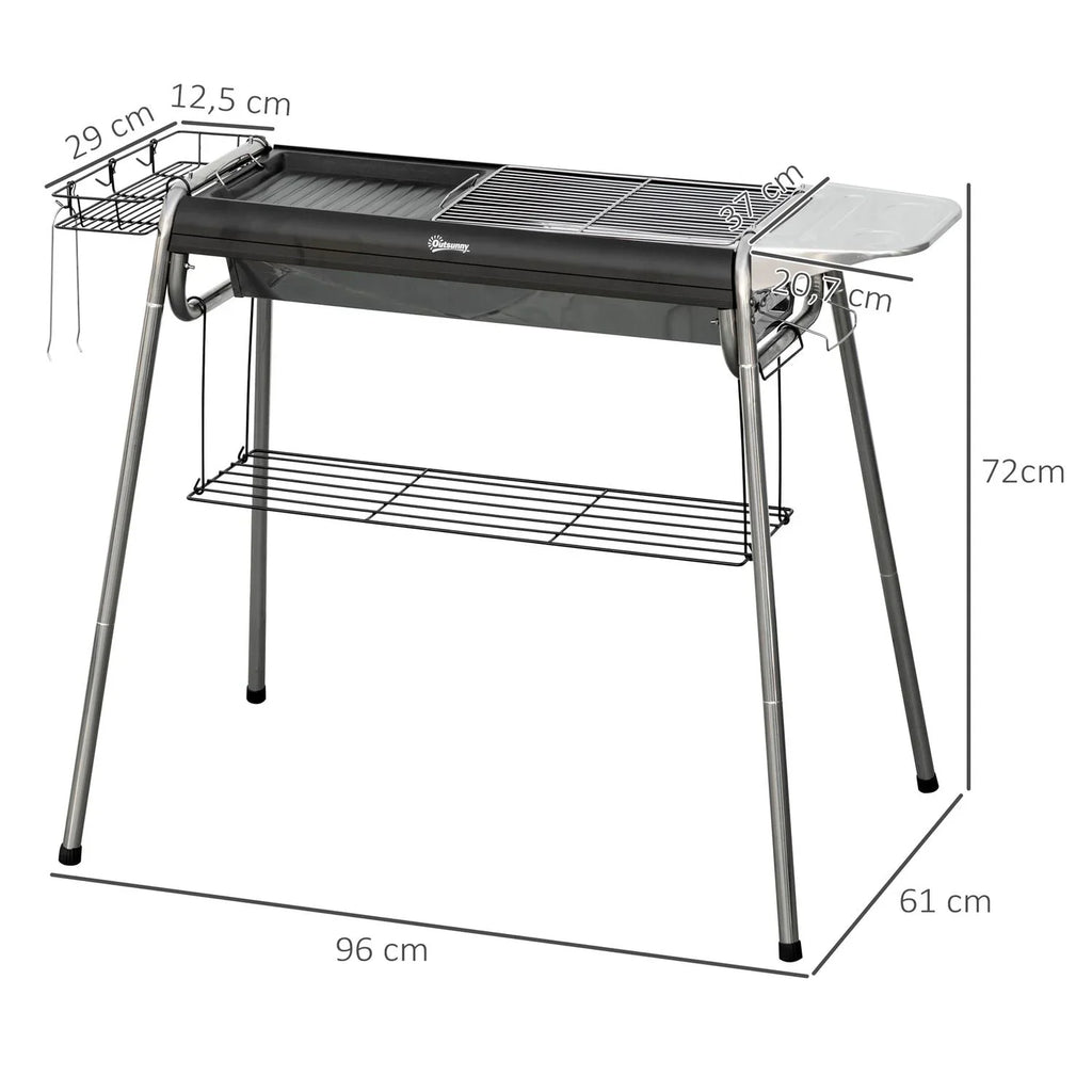 Grill Węglowy Outsunny, Stal Nierdzewna, Metal, 96x61x72 cm, Czarny