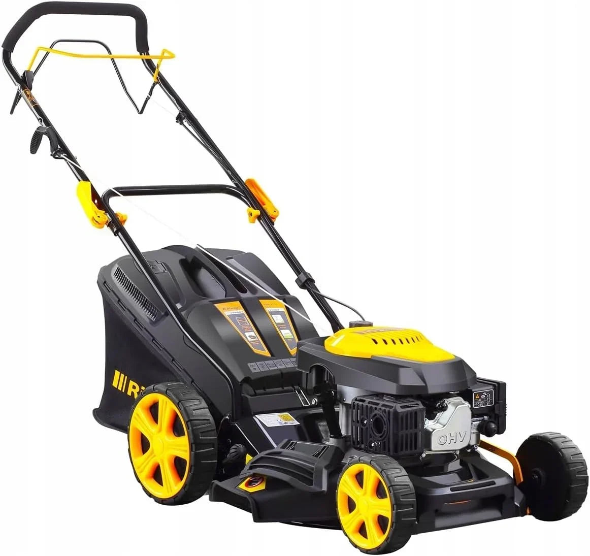 RPM 4735 Kosiarka spalinowa, 47 cm, stal czarna, 9 w 1, tryb wielofunkcyjny, 31 kg, 7-stopniowa regulacja, samobieżna, silnik OHV 146 cm³