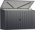 GOPLUS 1,9 m³ Metalowy Domek Ogrodowy z Blachy Ocynkowanej, 193 x 86 x 127 cm, Zewnętrzna Szopa z Podwójnymi Drzwiami z Zamkami, Podnośnik Hydrauliczny, Schowek na Narzędzia, Rowery, Kosze na Śmieci