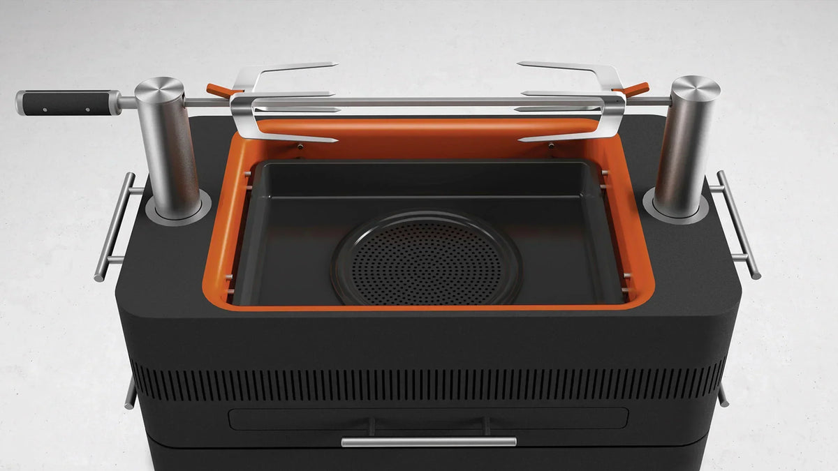 2026 Grill Węglowy z Zapłonem Elektrycznym – 1400W Szybki Zapłon Płomieniem™ – Zawiera Rożen Obrotowy (15 kg) i Stojak