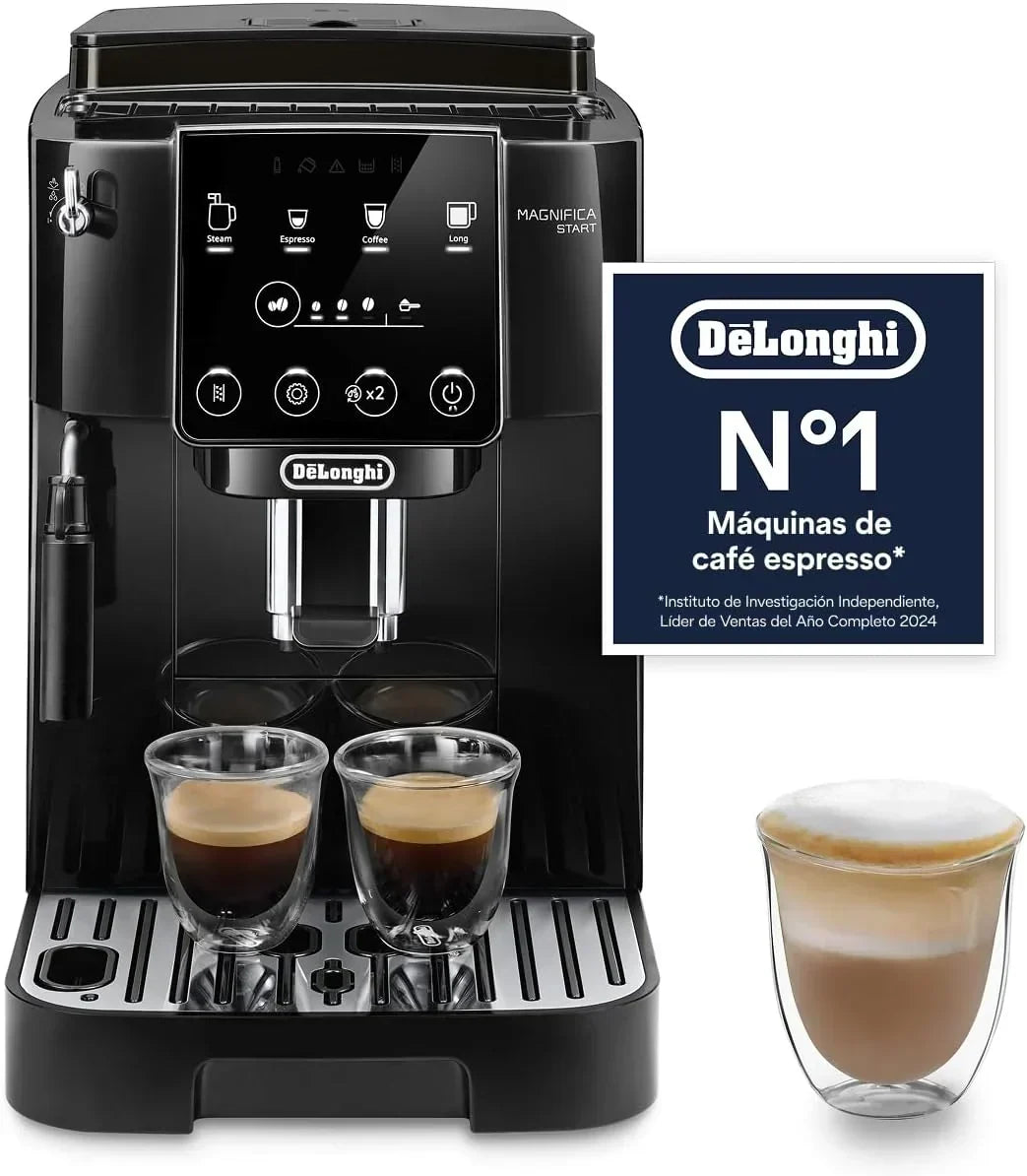 De'Longhi Magnifica S – ekspres automatyczny Perfetto, manualny spieniacz do mleka, espresso i cappuccino, panel sterowania z przyciskami, czarny (ECAM11.112.B)