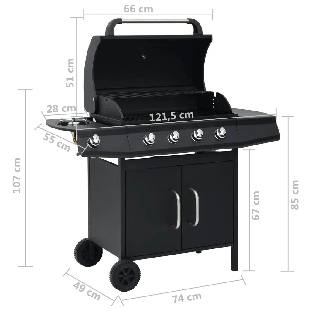 Grill gazowy Barbacoa 4+1 palniki czarny Vidaxl