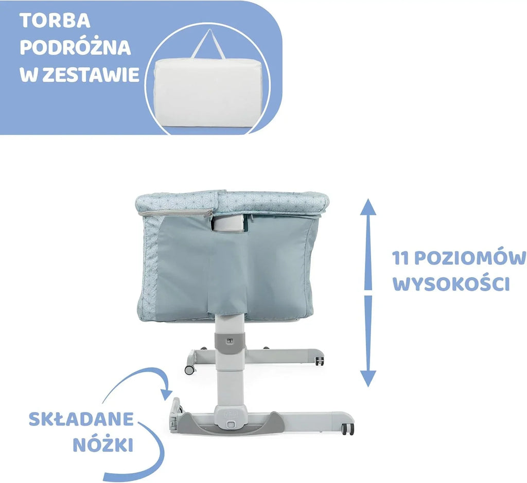 Chicco Next2Me Dream Dostawka Dziecięca - Do Wspólnego Spania z Dzieckiem, Materac, Funkcja Bujania, Otwierany Bok, Regulacja Wysokości, Okienka z Siateczki, Kółka i Torba Podróżna, 0-6 miesięcy, 9 kg
