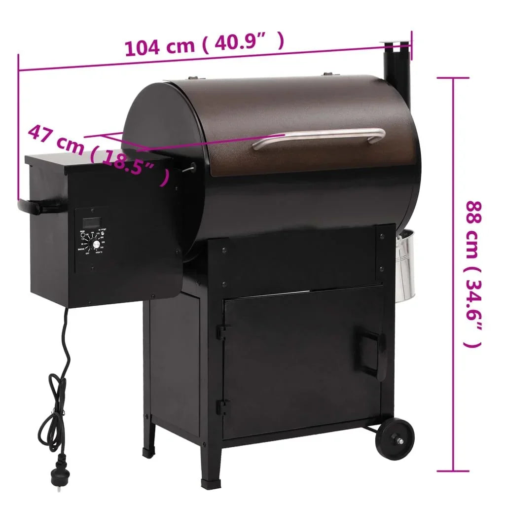 Grill Na Pellet Z Kominem Czarny Żelazny 104 cm Vidaxl