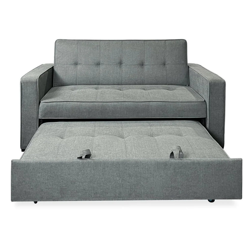 Sofa dwuosobowa rozkładana model Vienna z podłokietnikami, szara, nowoczesna, praktyczna i funkcjonalna