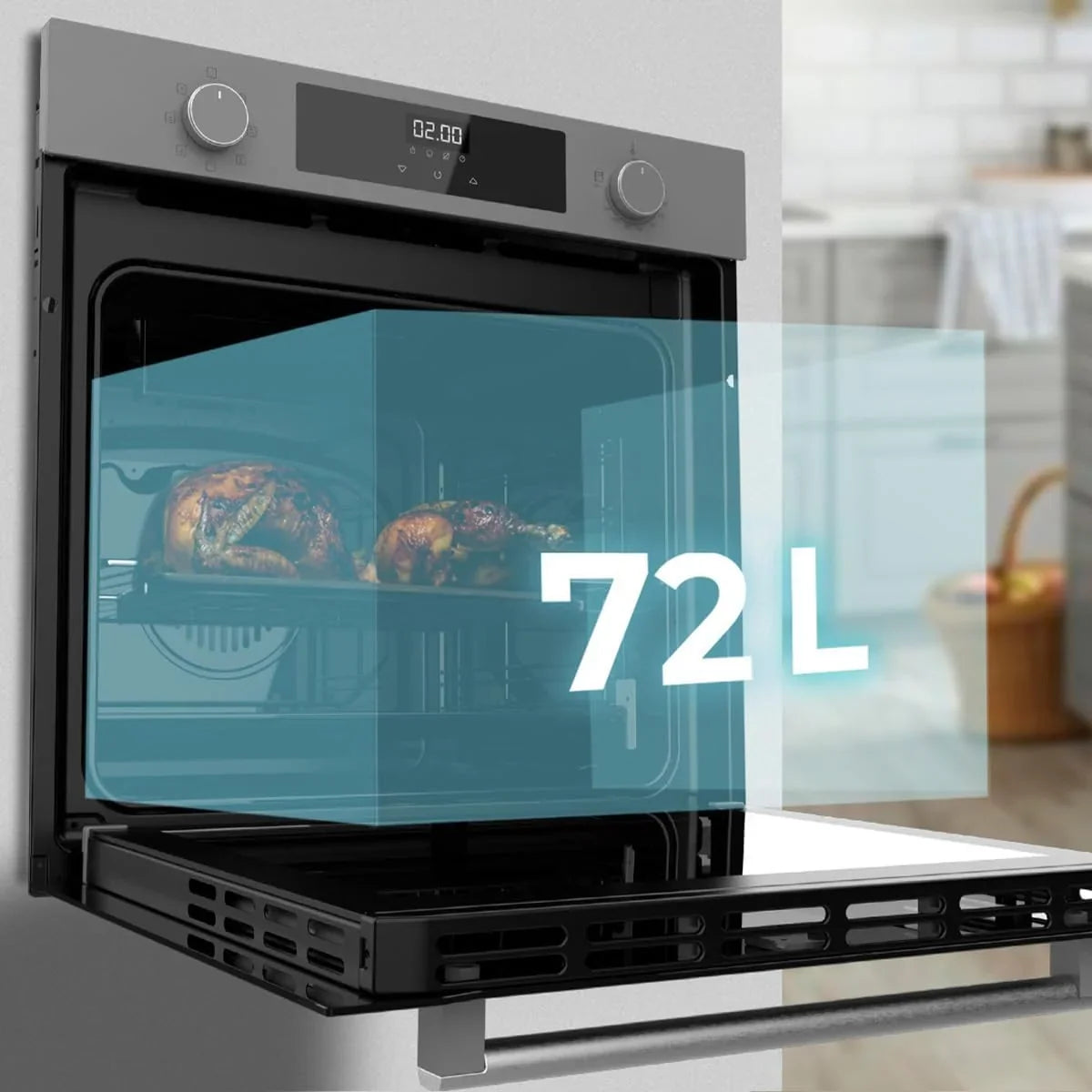 Cecotec Piekarnik wielofunkcyjny do zabudowy 60cm Bolero Hexa M226000 Glass Grey A. 2800W, 72L, 7 funkcji, tryb grill, grill z wentylatorem, tryb konwekcji, rozmrażanie, Steam Base X2, Steam EasyClean i Assist