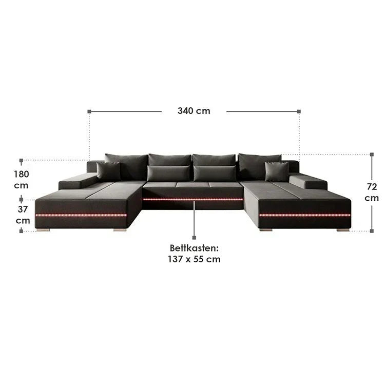 2025 Sofa narożny Malbun z oświetleniem LED