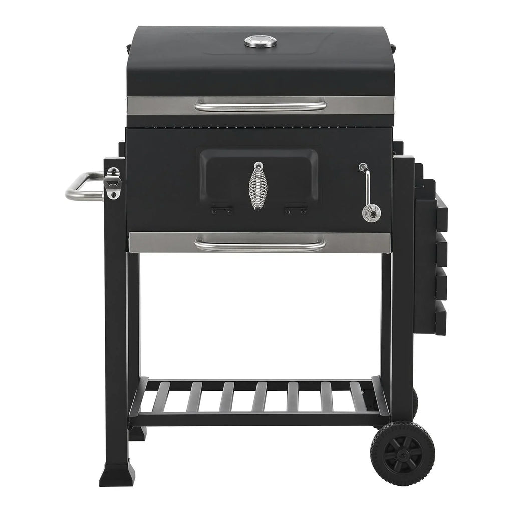 Grill Węglowy Arnad Z 3 Półkami Stalowy 105x114x48cm - Czarny [casa.pro]