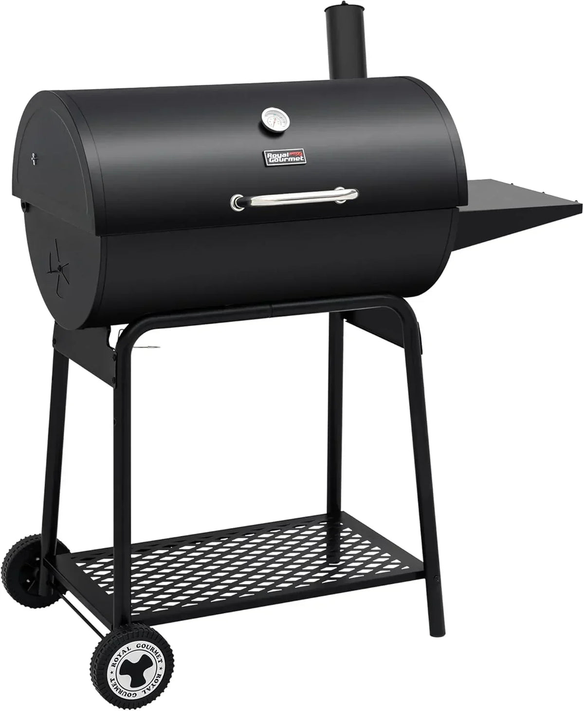 2026 Royal Gourmet CC1830 30-calowy grill węglowy ze składanym stołem bocznym, czarny grill ogrodowy z rusztem o powierzchni 627 cali kwadratowych, idealny na taras, do ogrodu i na przyjęcia