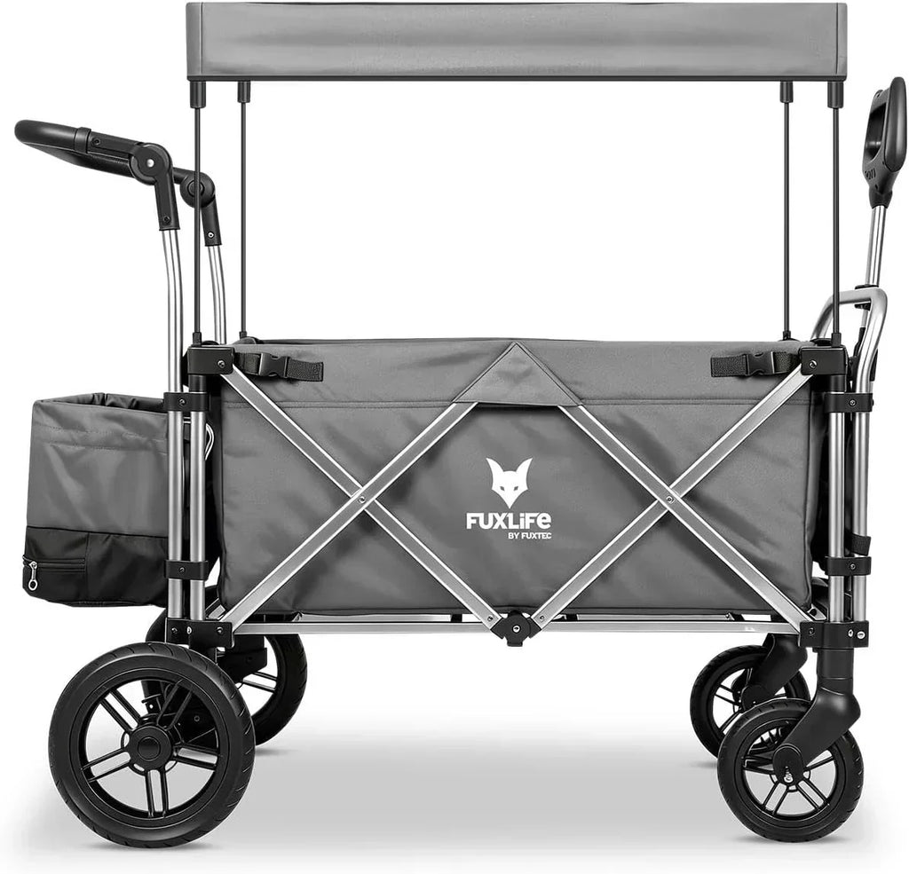 FUXTEC FX-CTL900 Premium szary, oryginalny wózek składany dla dzieci, idealny do ogrodu, na plażę lub do miasta, pchanie lub ciągnięcie, obciążenie do 75 kg.