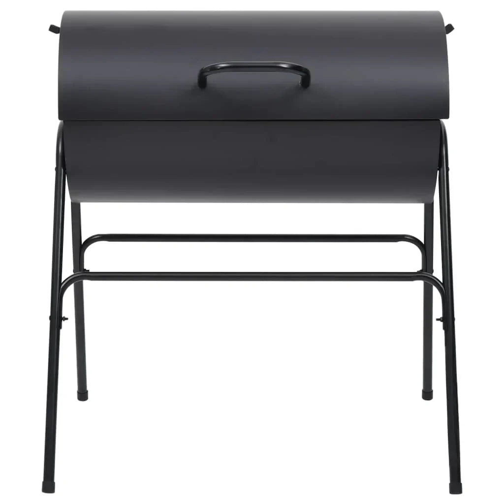 2026 Czarny grill z 2 rusztami do gotowania – Przenośny grill ze stali o wymiarach 80x95x90 cm