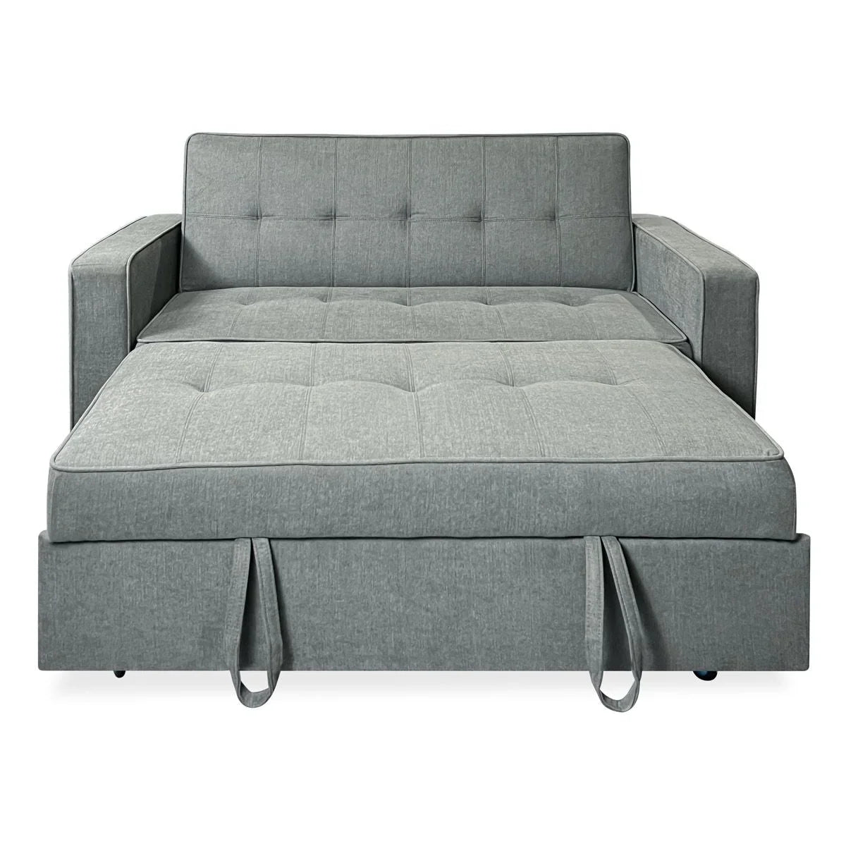 Sofa dwuosobowa rozkładana model Vienna z podłokietnikami, szara, nowoczesna, praktyczna i funkcjonalna