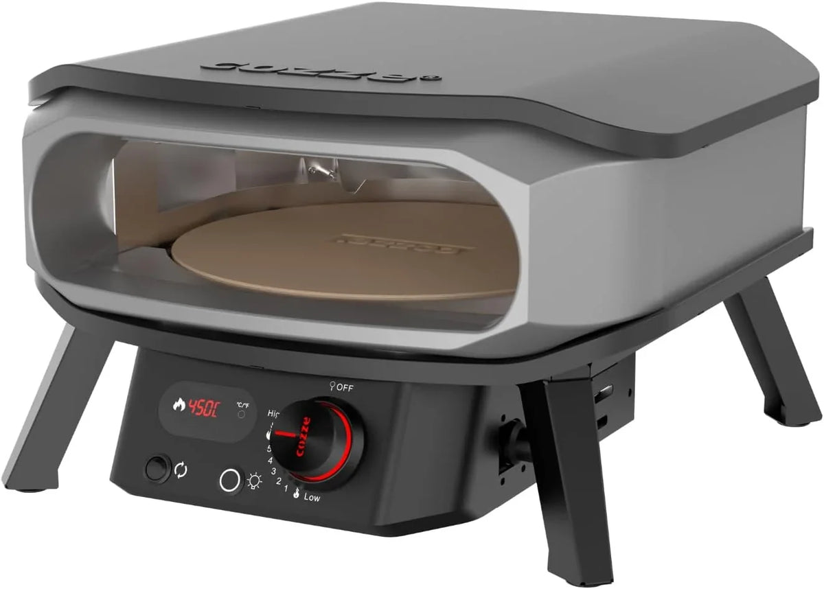 Piec do pizzy Cozze® PREMIUM ROTATE, gazowy – 13” – 30 mbar – obrotowy piec ze stali nierdzewnej z kamieniem kordierytowym Ø34,5 cm – szybkie i równomierne pieczenie