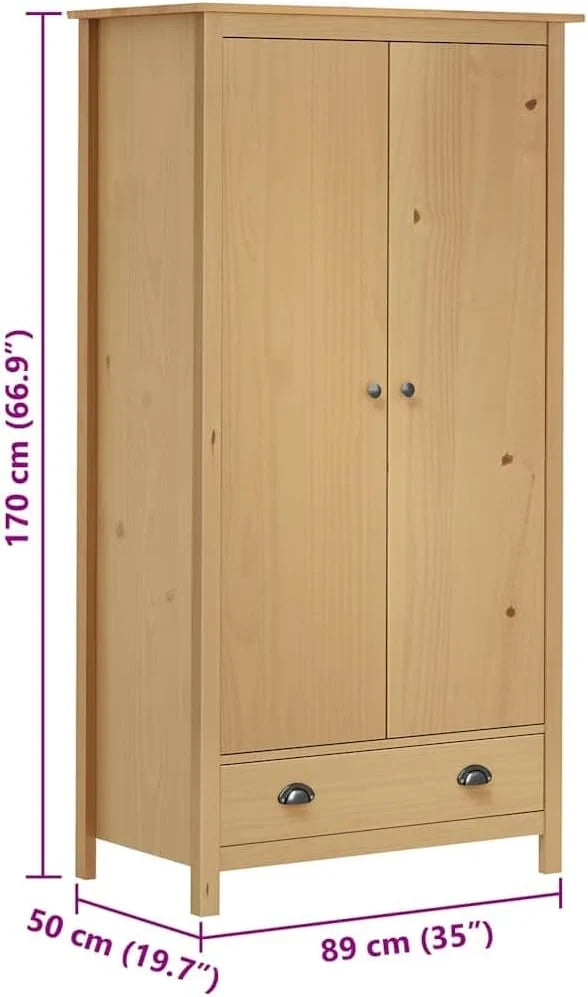 vidaXL Szafa 2-drzwiowa Mebl do ubrań Garderoba do sypialni Organizer do wieszania Ubrania do przechowywania 89x50x170 cm Białe Drewno Sosnowe