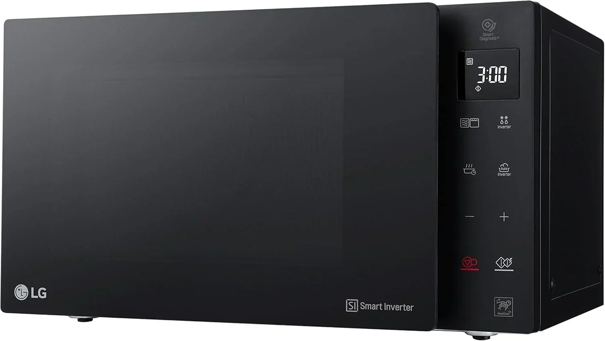 LG MH6535GIS Kuchenka mikrofalowa z technologią Inverter i kwarcowym grillem, pojemność 25 litrów, moc 1000 W, programy automatyczne, regulowane poziomy mocy dla optymalnego gotowania i funkcja EasyClean, czarna