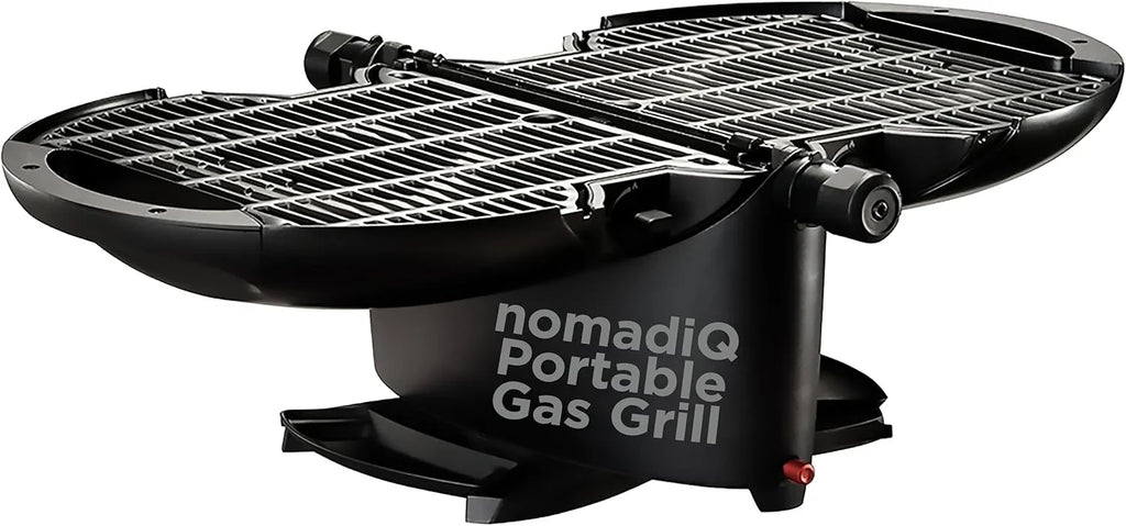 NOMADIQ Przenośny grill gazowy na propan | Mały, kompaktowy i lekki grill stołowy | Idealny na kemping, imprezy plenerowe, gotowanie na świeżym powietrzu, do kamperów, łodzi, podróży (grill)