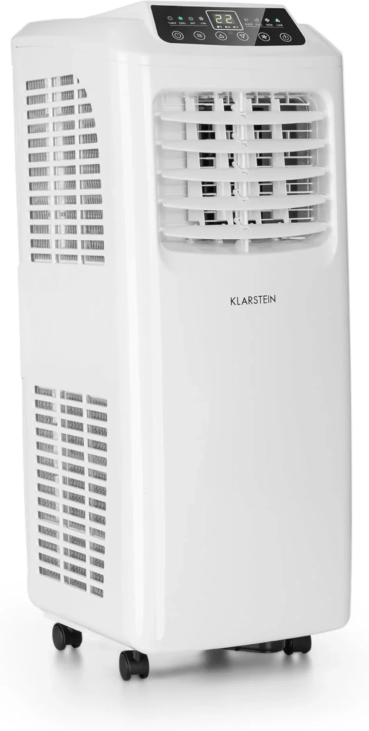Klarstein Klimatyzator Przenośny Cichy, 4 w 1 Chłodnica Powietrza do Domów i Biur z Trybem Nocnym, z Pilotem i Osuszaczem, Klimatyzatory Niskoenergetyczne 7 000 BTU Białe