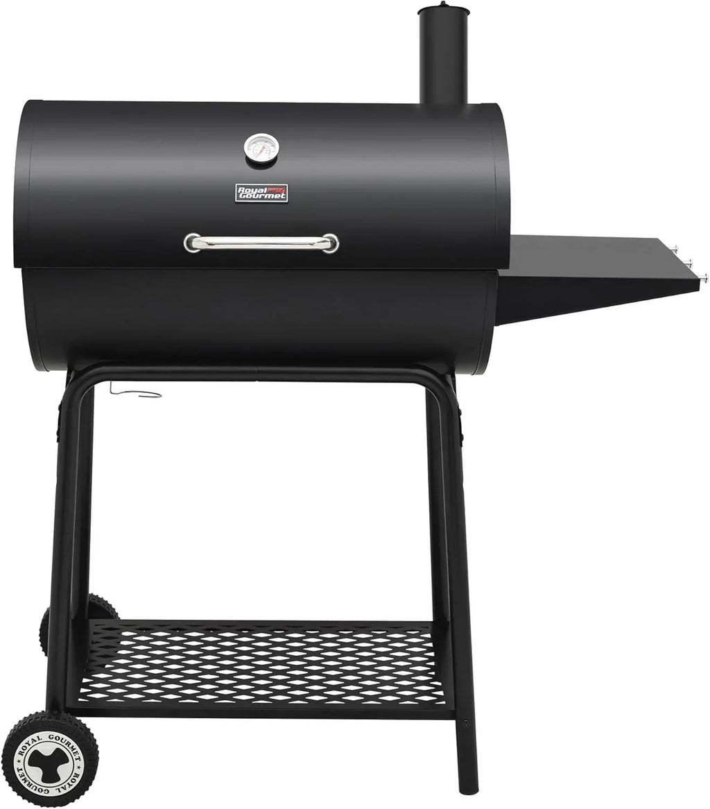 Grill węglowy Royal Gourmet CC1830 30 cali z bocznym stolikiem, grill zewnętrzny z 627 calami kwadratowymi powierzchni do gotowania na ogród, patio i imprezy, czarny, 2026