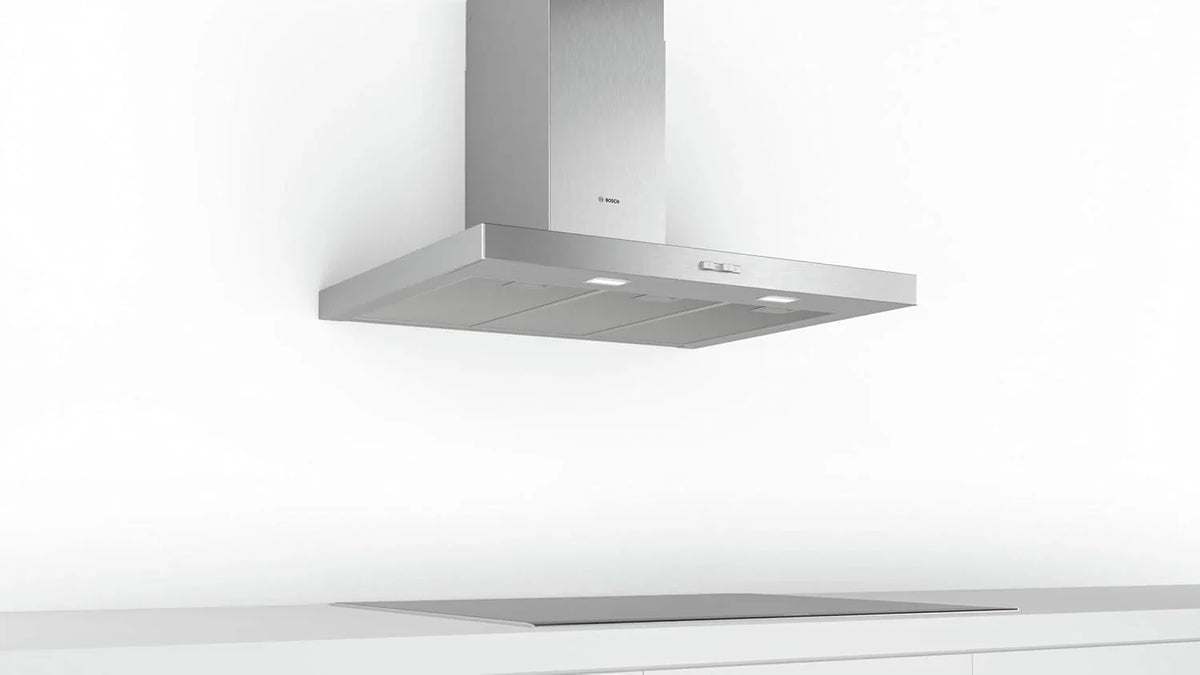 Bosch - Okap kominowy, 90 cm, seria 2, sterowanie mechaniczne, oświetlenie LED, stal nierdzewna, DWB96BC50