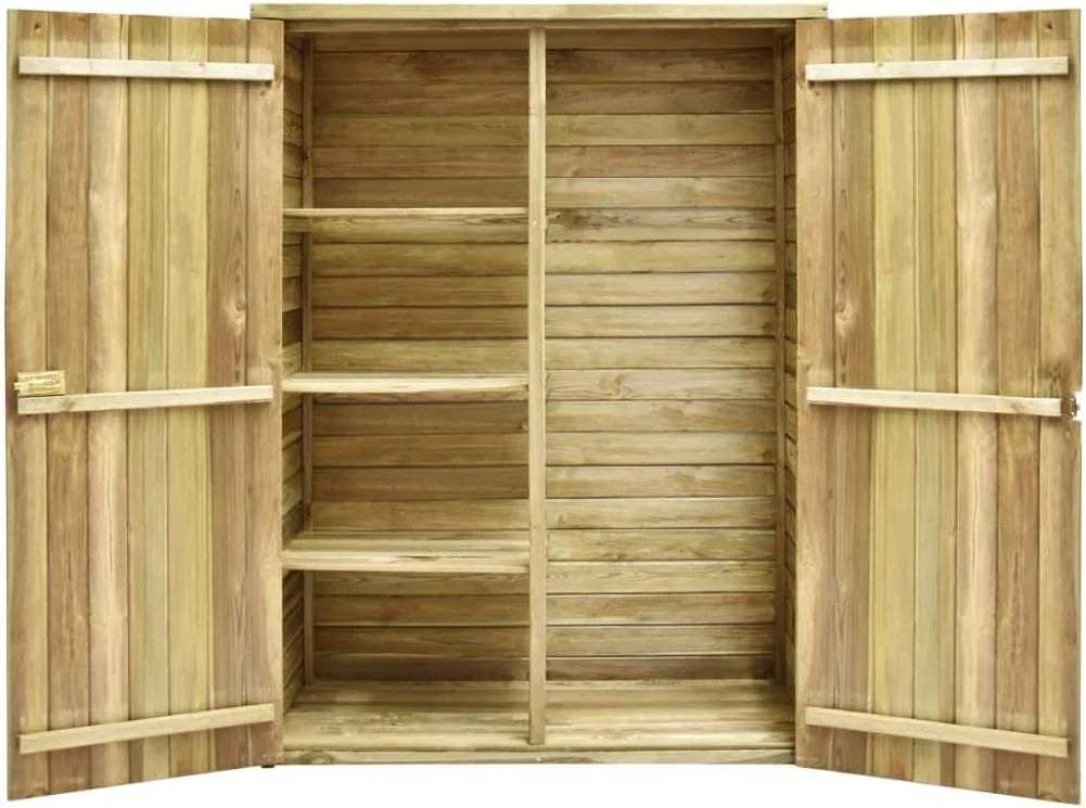 Tidyard Szopa Narzędziowa Ogrodowa Szafa z 4 Półkami Podporowymi Szopa Narzędziowa Drewutnia Szafa Zewnętrzna Drewno Sosnowe Impregnowane 123 x 50 x 171 cm