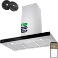 CIARRA CBCS9102 Okap Kuchenny 90 cm Klasa A+++ 650 m³/h Sterowanie WIFI Dotykowe 4 Prędkości Wyrzut Zewnętrzny i Recyrkulacja Wewnętrzna przez Filtr Węglowy CBCF003