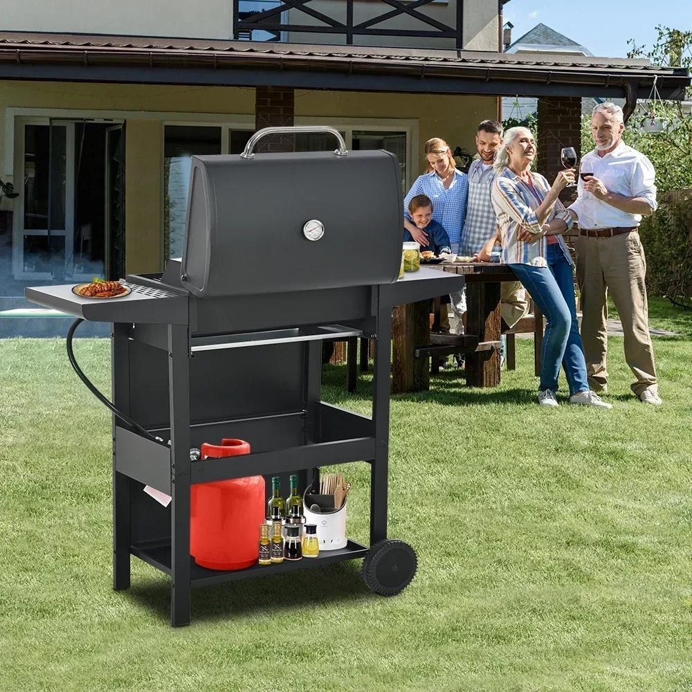 Grill gazowy SEGMART 4-palnikowy ze stali nierdzewnej 2026 – 34 200 BTU, grill ogrodowy/patio z dwoma składanymi półkami i termometrem, idealny na kemping i do gotowania na świeżym powietrzu