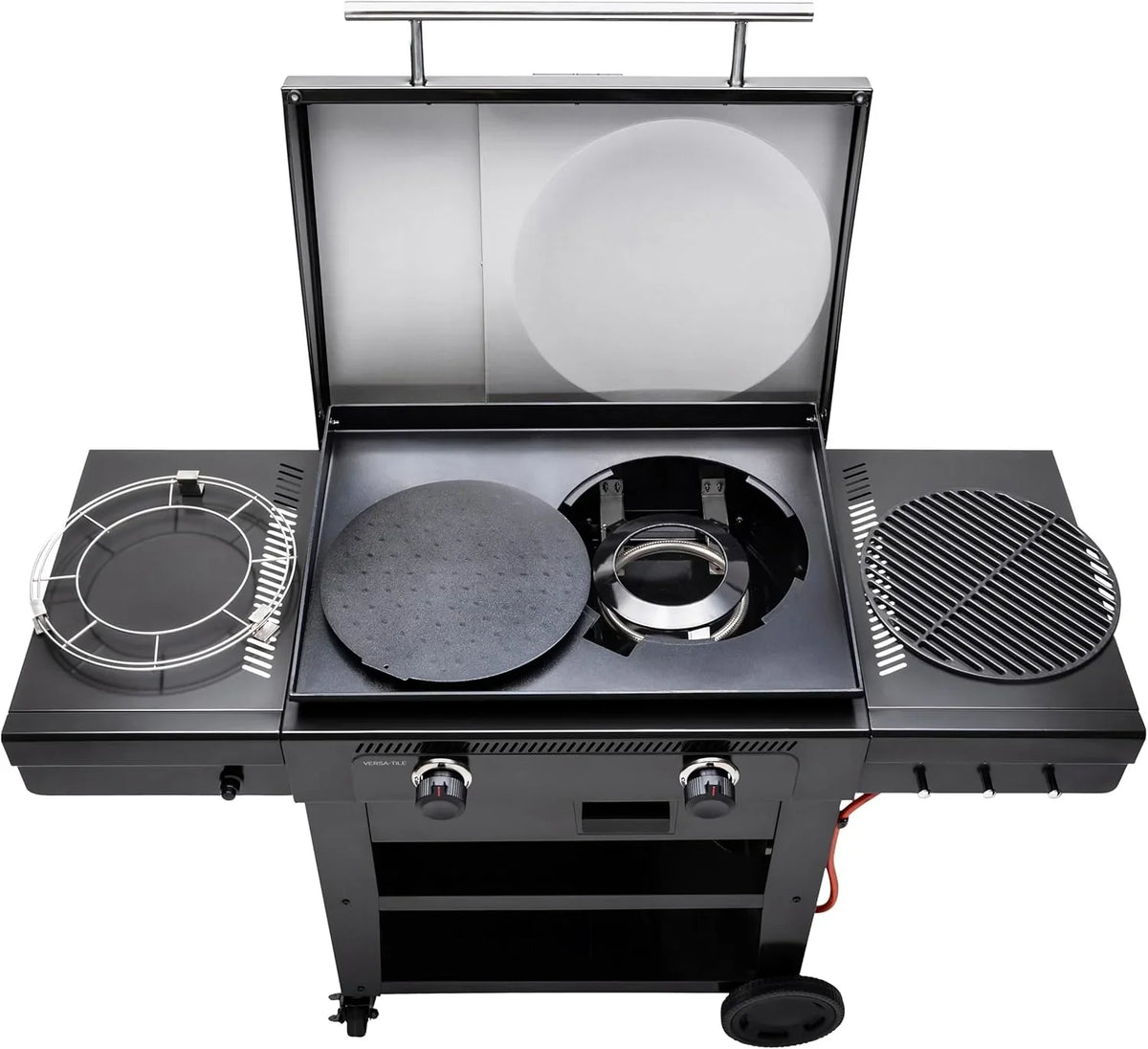 Char-Broil Grill Gazowy Versa-Tile, 2-Strefowy Grill Płytowy, Powierzchnia Gotowania: 70 x 50 cm, System Modułowy 3 w 1: Płyta, Ruszt i Piec do Pizzy