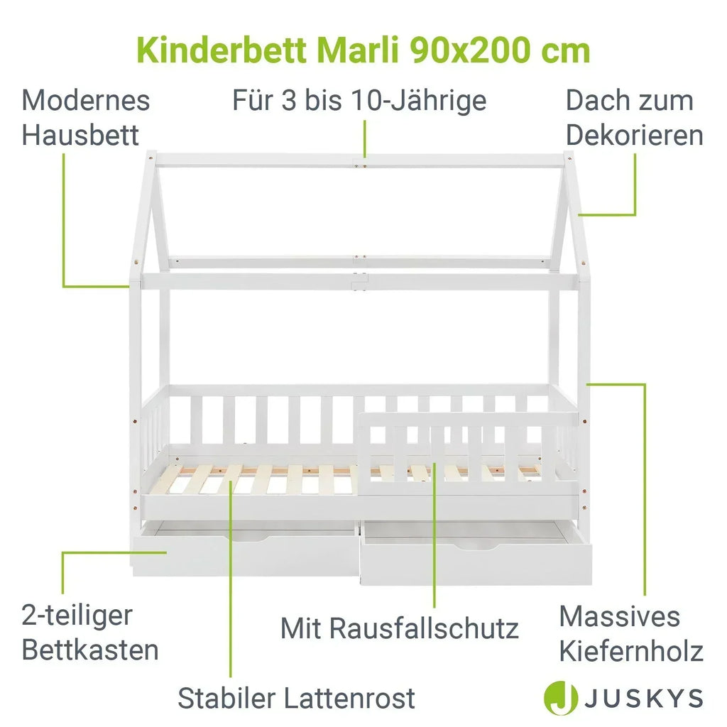 2026 Łóżko dziecięce Marli 90 x 200 cm z szufladami do przechowywania