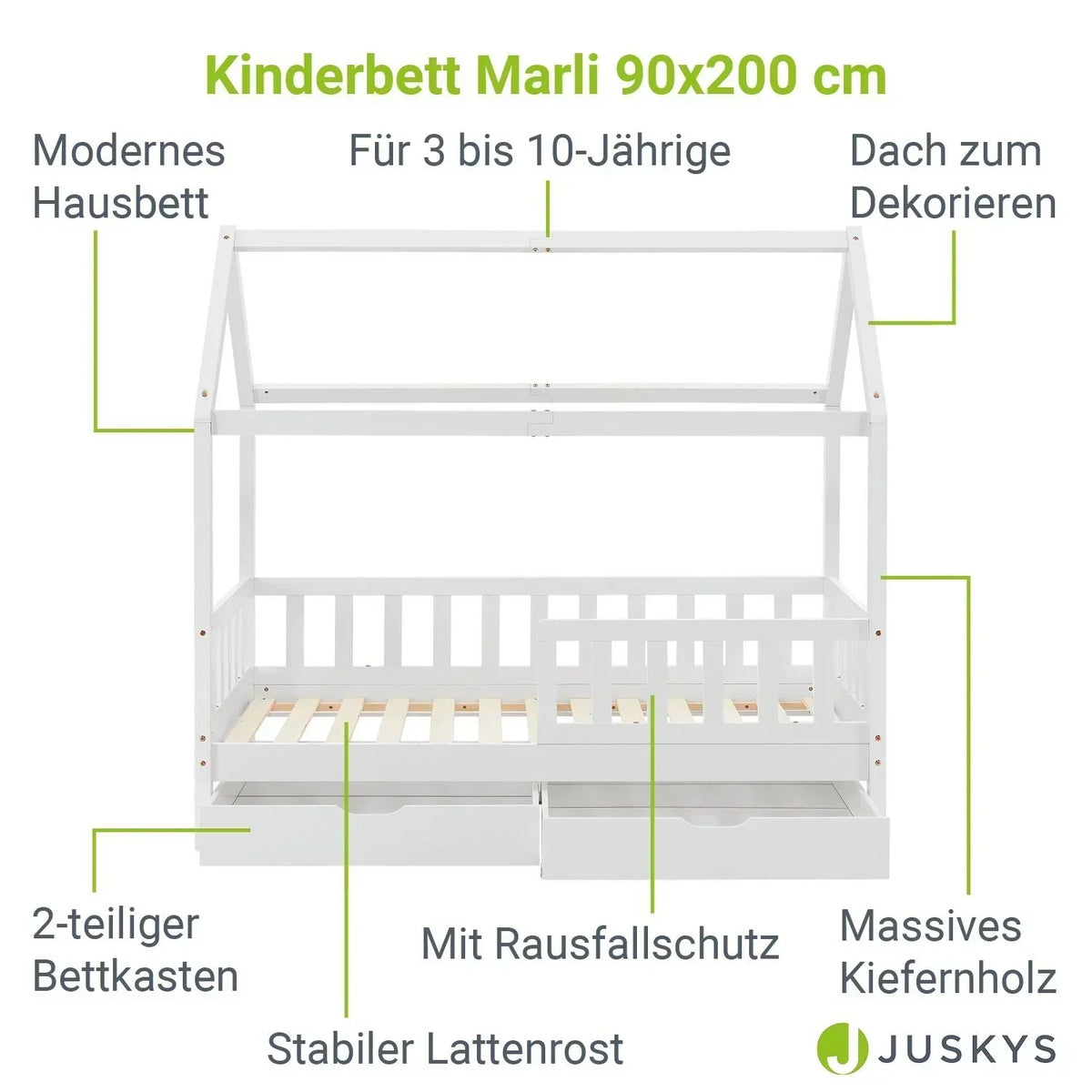 2026 Łóżko dziecięce Marli 90 x 200 cm z szufladami do przechowywania