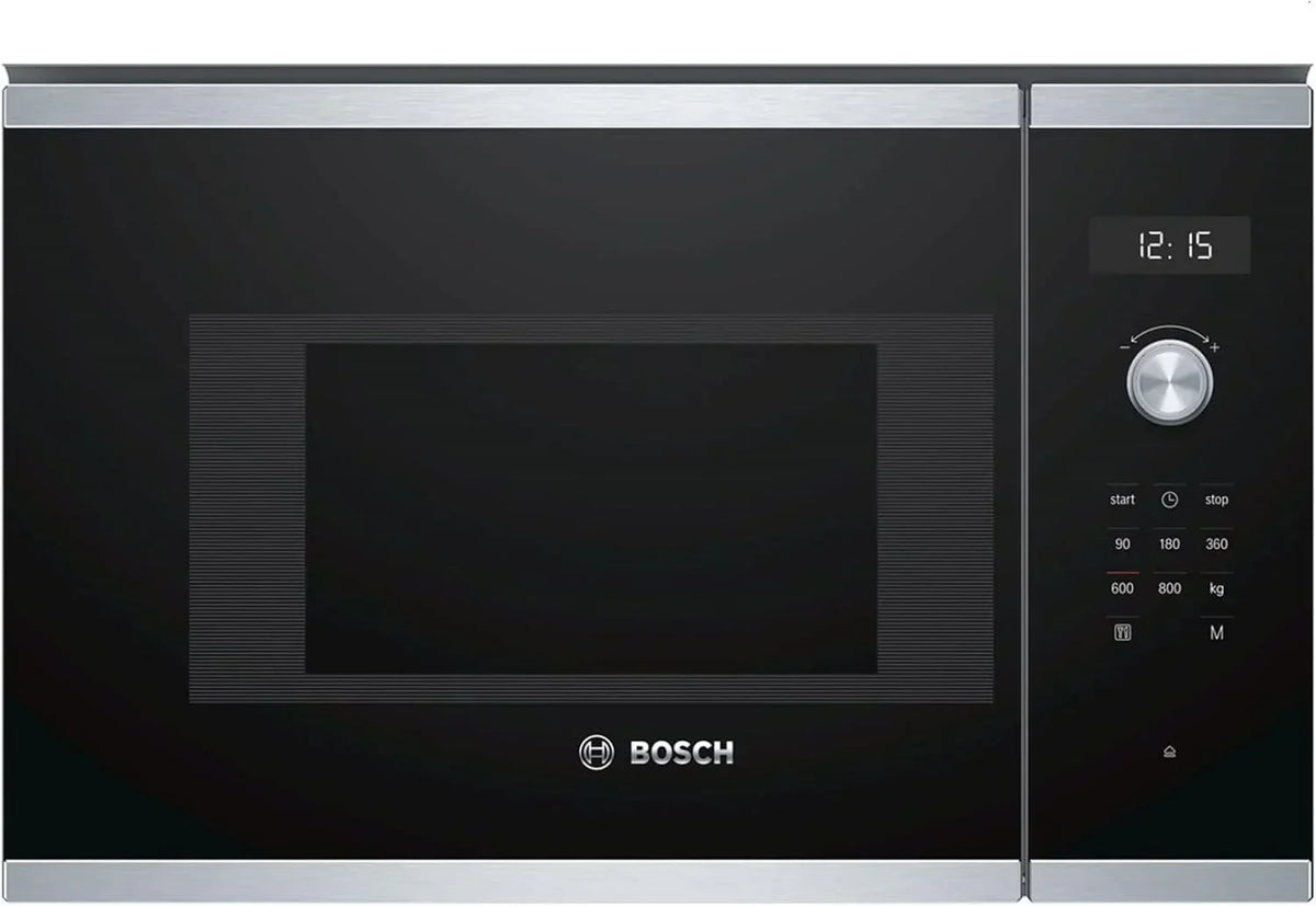 Bosch Seria 6 BFL524MB0 Zintegrowana kuchenka mikrofalowa (Do zabudowy, Mikrofalówka z grillem, 20 L, 800 W, Obrotowe, Dotykowe, Czarna)