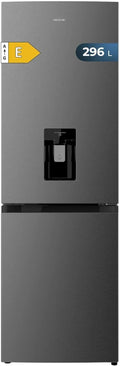 Lodówka Cecotec Combi 2 Drzwiowa z dystrybutorem wody Bolero CoolMarket Combi 296 DF WD Dark E. 296L, 60cm szerokości, funkcje FastCooling, FastFreezing i DeFrost, oświetlenie LED, Dark Inox