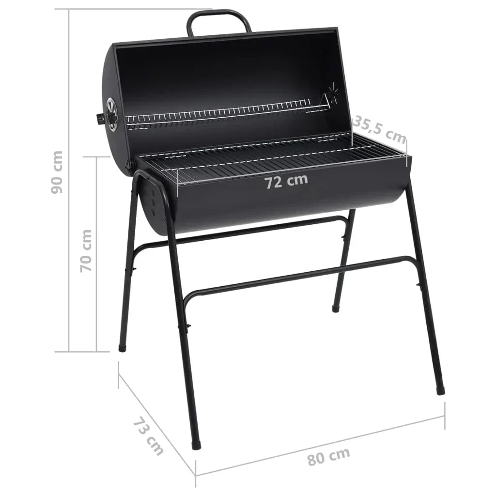 2026 Czarny grill z 2 rusztami do gotowania – Przenośny grill ze stali o wymiarach 80x95x90 cm