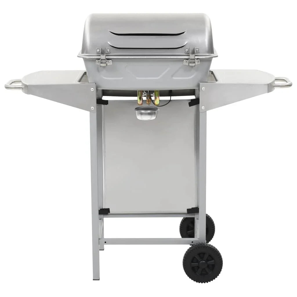 Grill Gazowy Przenośny 2 Strefy Srebrny Stal Nierdzewna Vidaxl