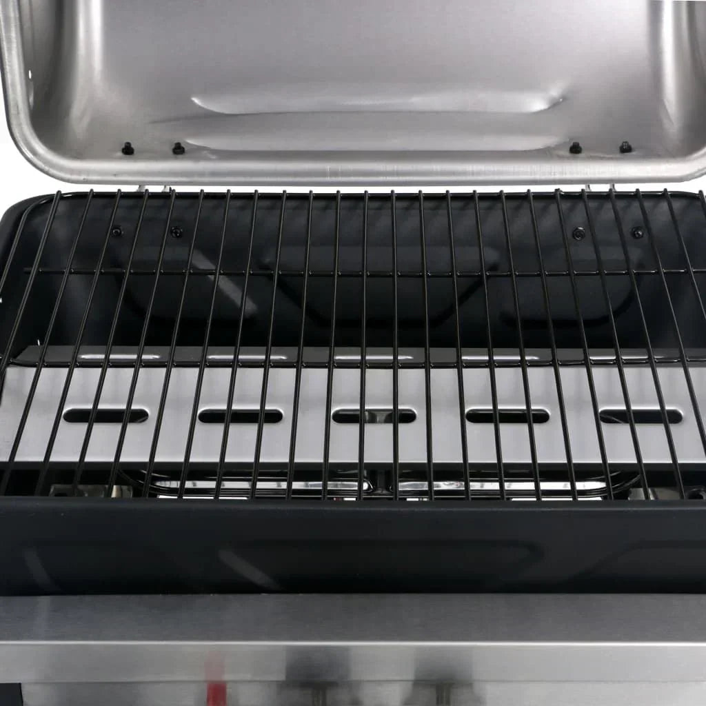 Przenośny Grill Gazowy Ze Stolikiem, 3 Półkami, Czarno-Srebrny, Vidaxl