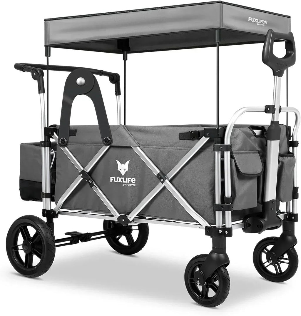 FUXTEC FX-CTL900 Premium szary, oryginalny wózek składany dla dzieci, idealny do ogrodu, na plażę lub do miasta, pchanie lub ciągnięcie, obciążenie do 75 kg.