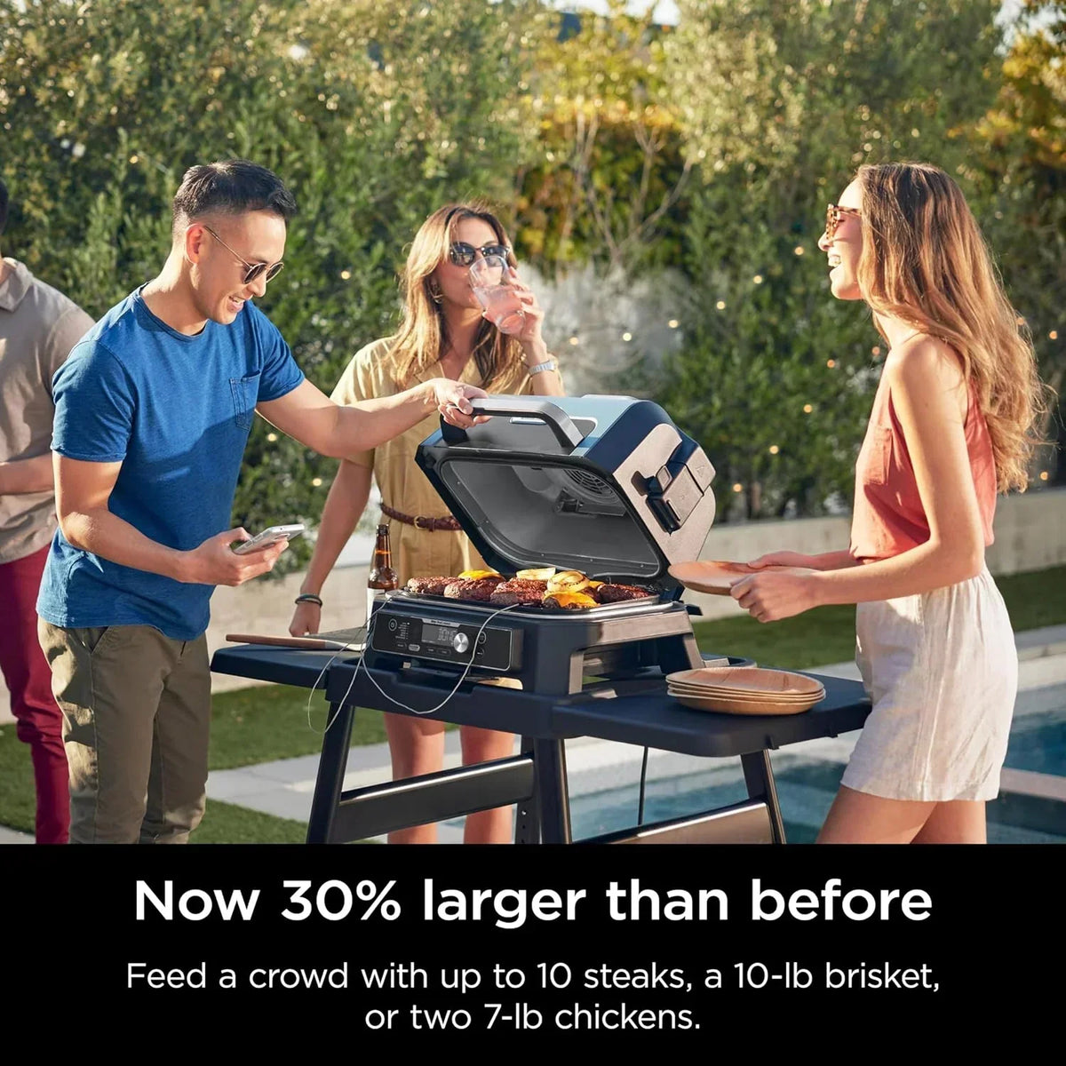 Ninja Woodfire Pro XL Grill i Wędzarnia Zewnętrzna 4 w 1 z Termometrem, Grill Master, Grill Wędzarniczy, Frytkownica Beztłuszczowa Zewnętrzna, Piekarnik, Przenośny, Elektryczny, Ciemnoszary, OG850, 2026