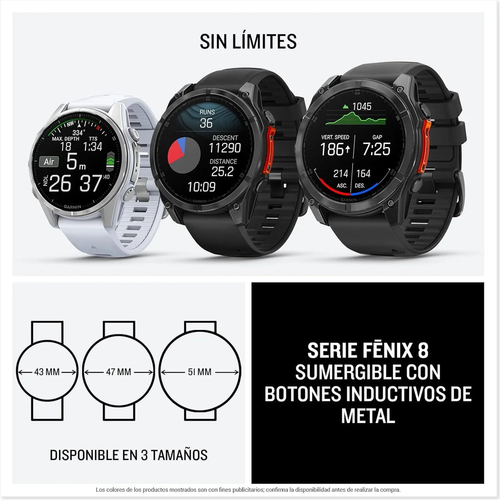 Garmin fēnix 8-51mm - Wysokowydajny multisportowy zegarek GPS z ekranem dotykowym AMOLED, latarką LED, wbudowanym głośnikiem i mikrofonem, mapami i do 29 dni pracy na baterii, czarny