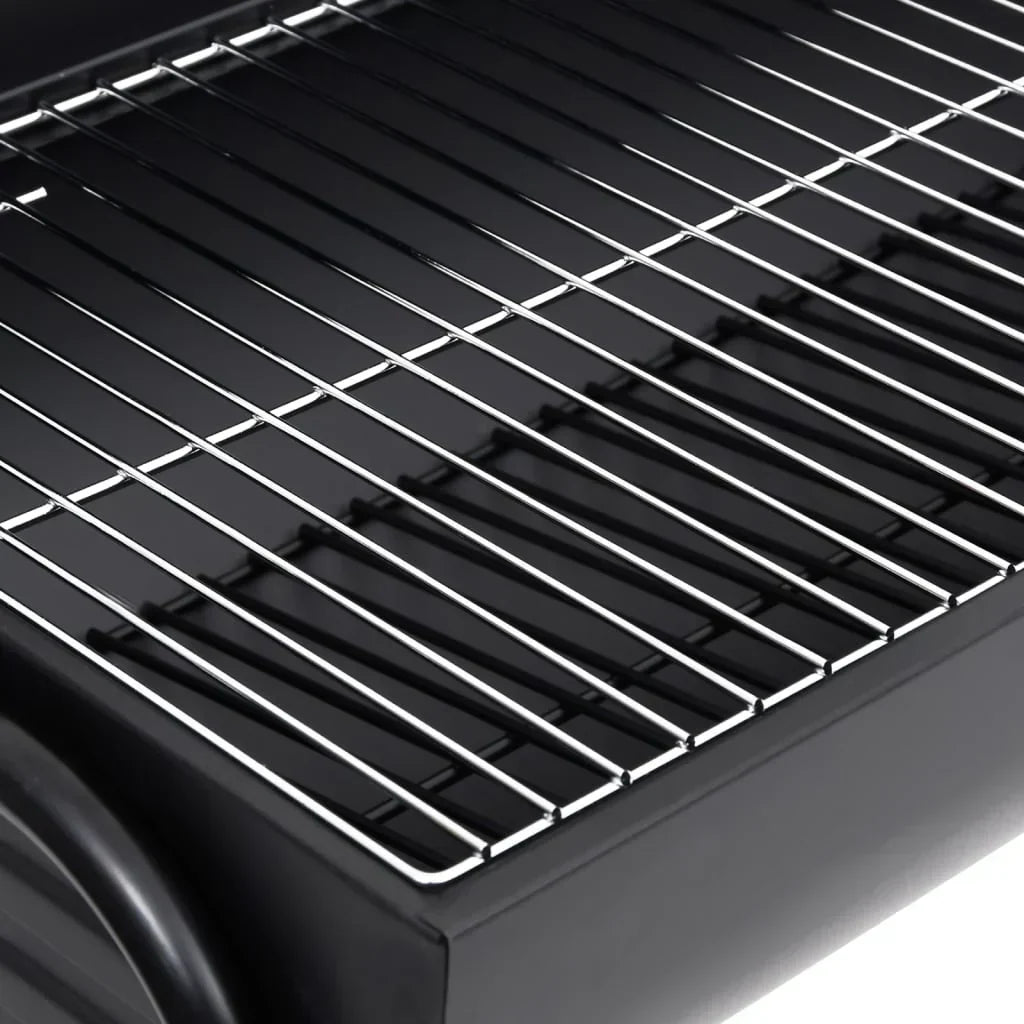 2026 Czarny grill z 2 rusztami do gotowania – Przenośny grill ze stali o wymiarach 80x95x90 cm