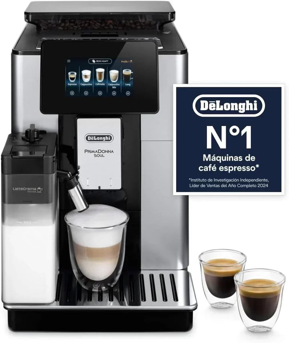 De'Longhi Perfetto Primadonna Soul ECAM612.55.SB Automatyczny ekspres do kawy i cappuccino z systemem mlecznym LatteCrema, technologią Bean to Cup, 18 napojami, sterowaniem z aplikacji