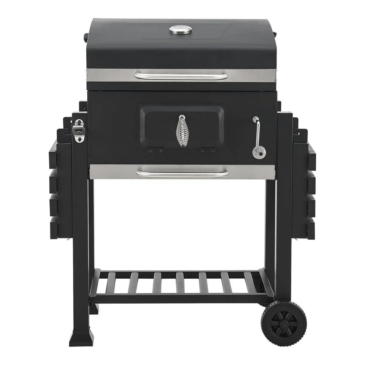 Grill węglowy Arnad z 2 półkami Stal 105x135x48cm - Czarny [casa.pro]