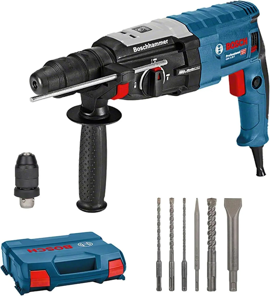 Bosch Professional młot udarowo-obrotowy GBH 2-28 F (moc 880 W, maks. średnica wiercenia w betonie: 28 mm, w zestawie 6 dłut, SDS plus, L-Case) – ekskluzywny zestaw Amazon